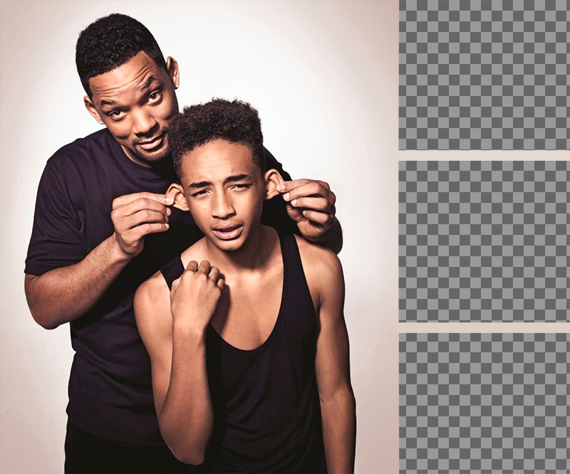 Fotomontage für drei Fotos mit Will und Jaden Smith ..