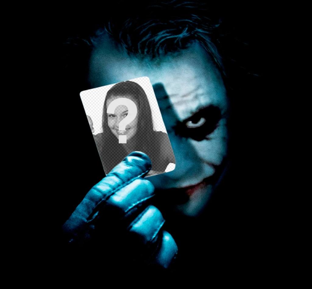 Setzen Sie Ihr Foto auf einer Karte, die den Joker aus Batman hält. ..