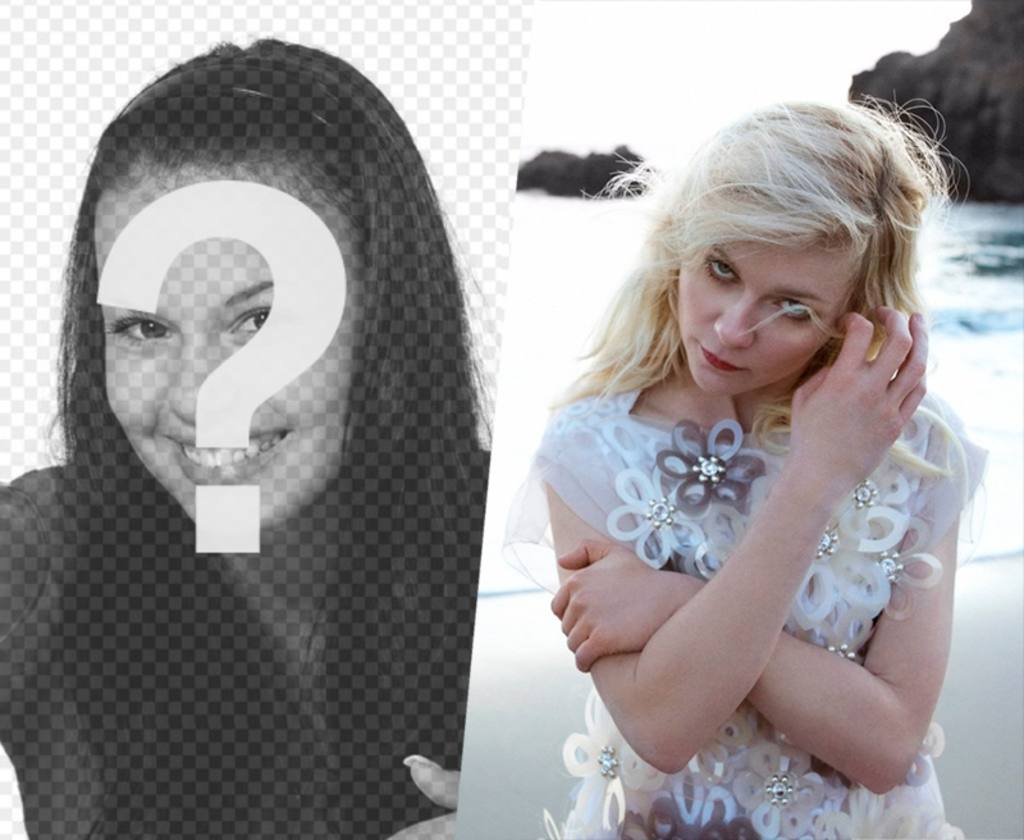 Fotomontage mit Kirsten Dunst in weiß gekleidet ..