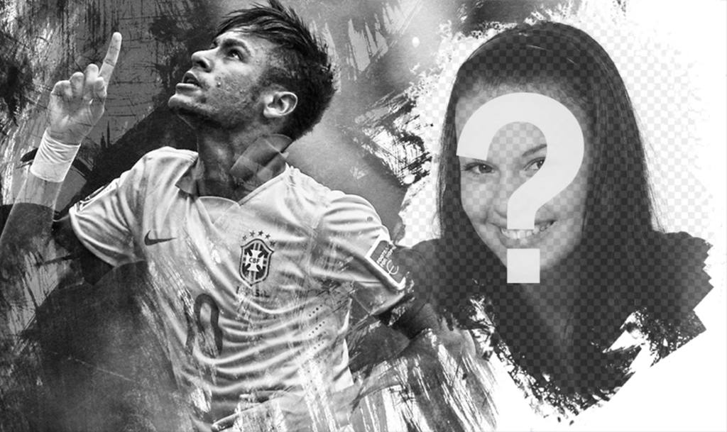 Collage mit einem Bild von Neymar in schwarz und weiß ..