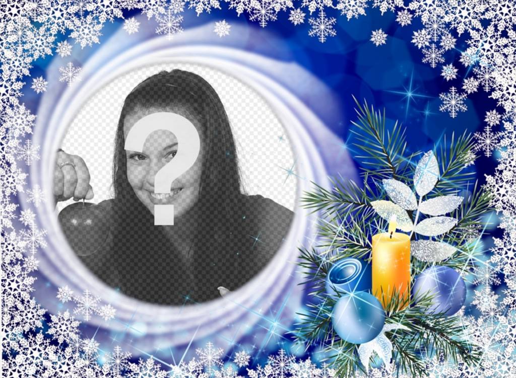 Weihnachtskarte mit Schneeflocken Ihr Foto in einem Kreis zu setzen. ..