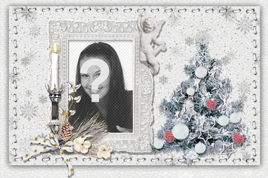 Weihnachtskarte, mit Ihrem Foto, einen Baum und eine Kerze zu personifizieren. ..