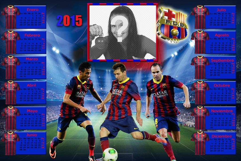 Kalender der FC Barcelona 2015, mit Ihrem Foto personalisieren. ..