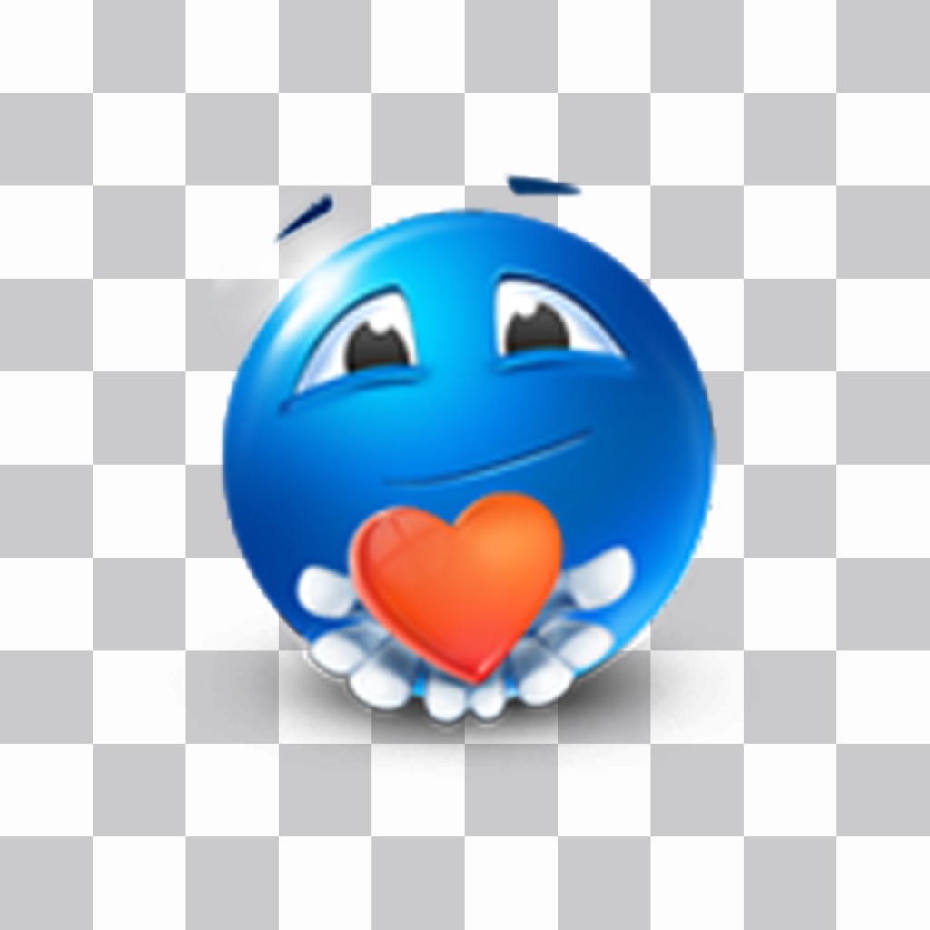 Blau Emoticon mit roten Herzen ..