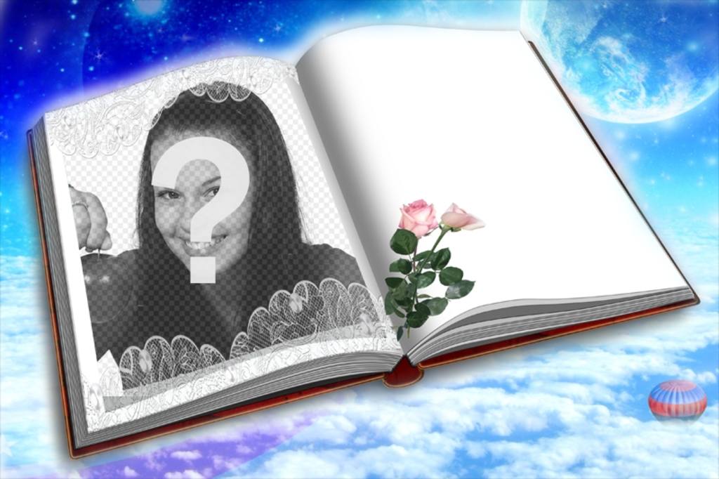 Fotomontage, um das Foto in einem Buch mit zwei Rosen setzen. ..