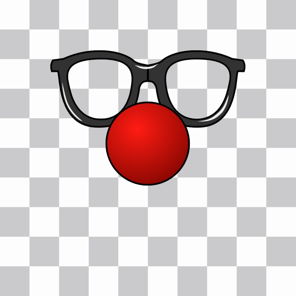 Online-Fotomontagen von Clown, Brille und roter Nase. ..