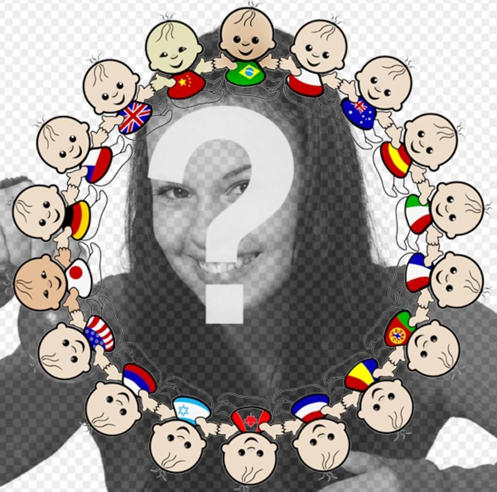 Foto-Rahmen mit Rand für Kinder aller Nationalitäten mit ihren..