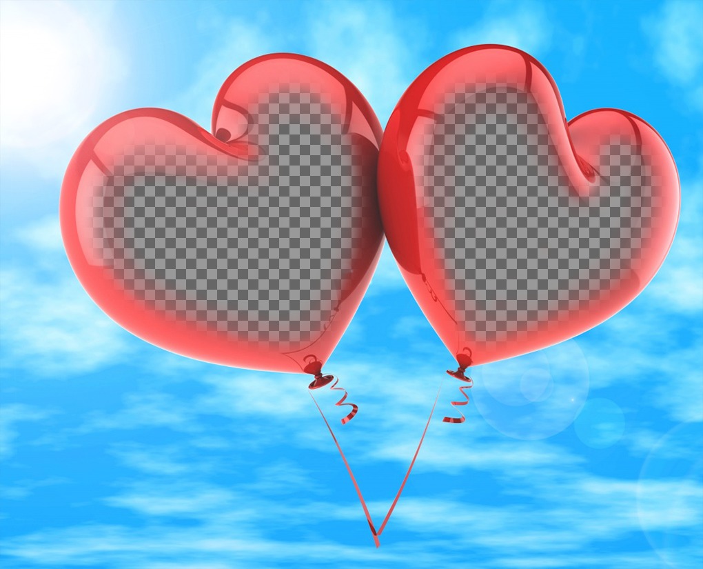 Photo-Effekt für zwei Fotos von zwei herzförmige Ballons ..