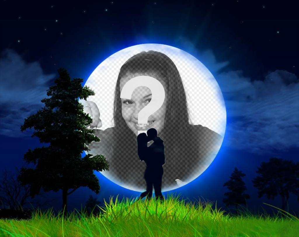 Liebe-Foto-Effekt eines Paares und der Mond ..