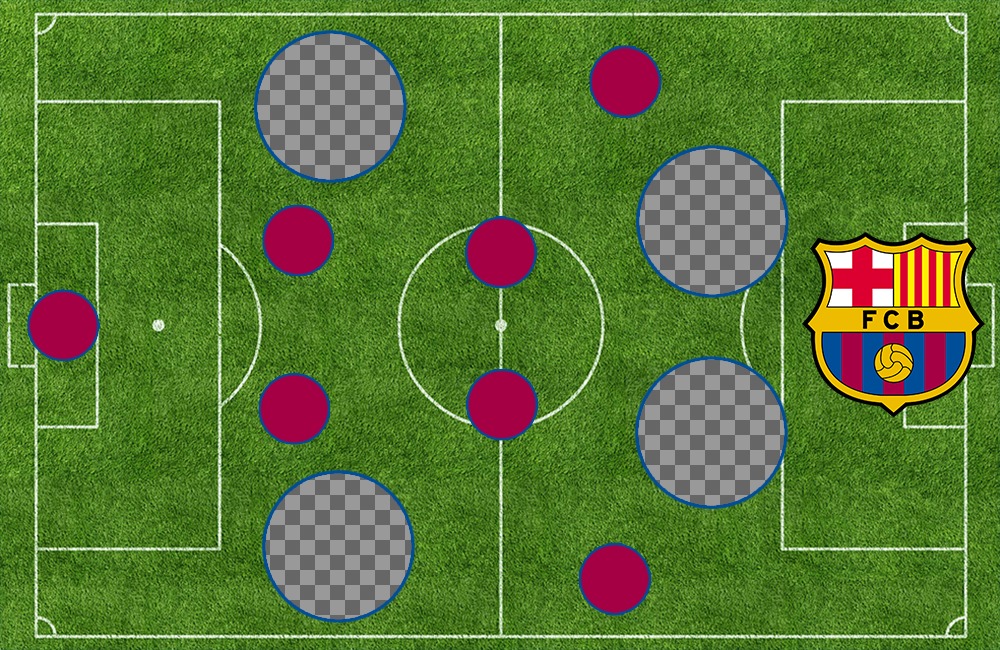 Ausrichtung des FC Barcelona auf dem Platz zu 4 Bilder hinzufügen, ..