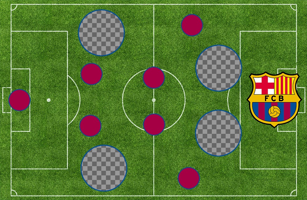 Ausrichtung des FC Barcelona auf dem Platz zu 4 Bilder hinzufügen, ..