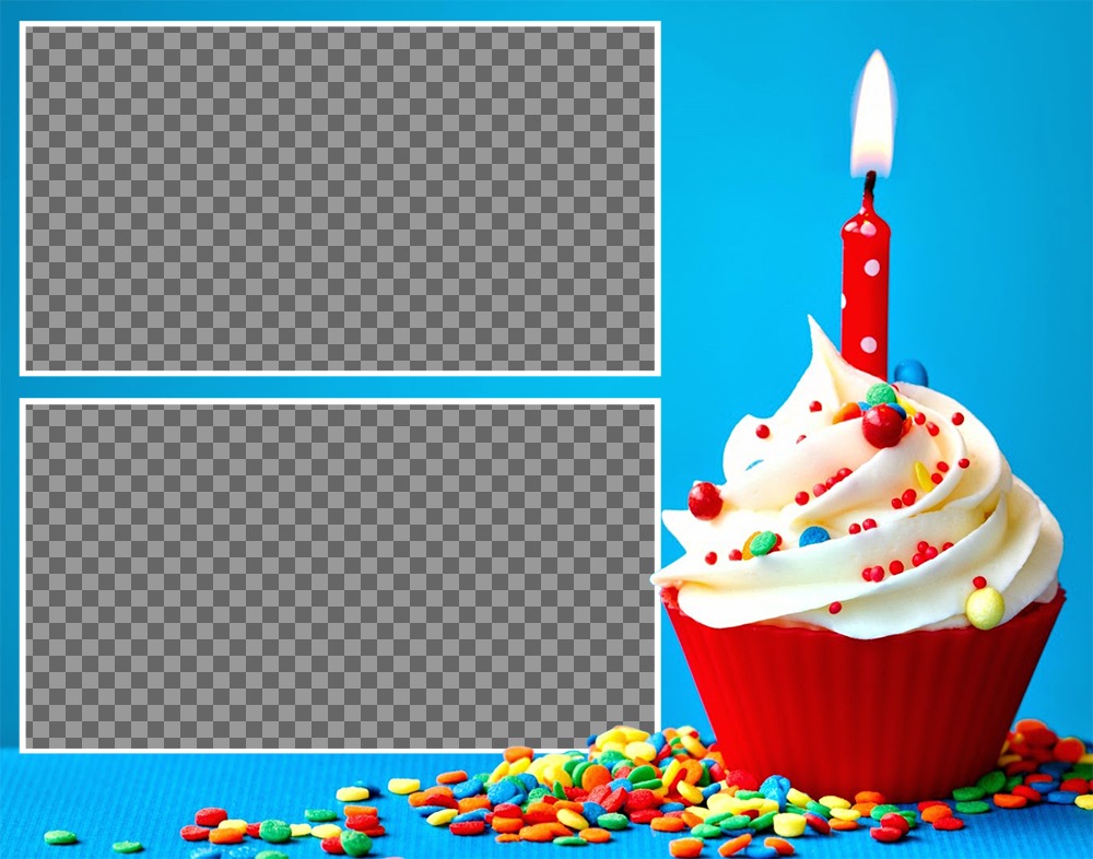 Collage für zwei Fotos mit Geburtstag Cupcake ..