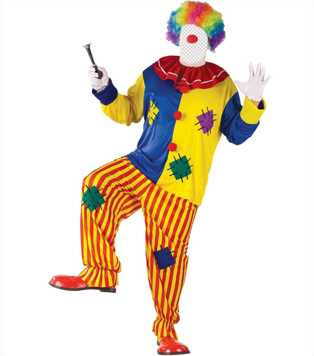 Fotomontage Ihr Foto und Kleid wie ein bunter Clown hochladen auf ein Clown-Kostüm mit diesem kostenlosen Fotomontage ..