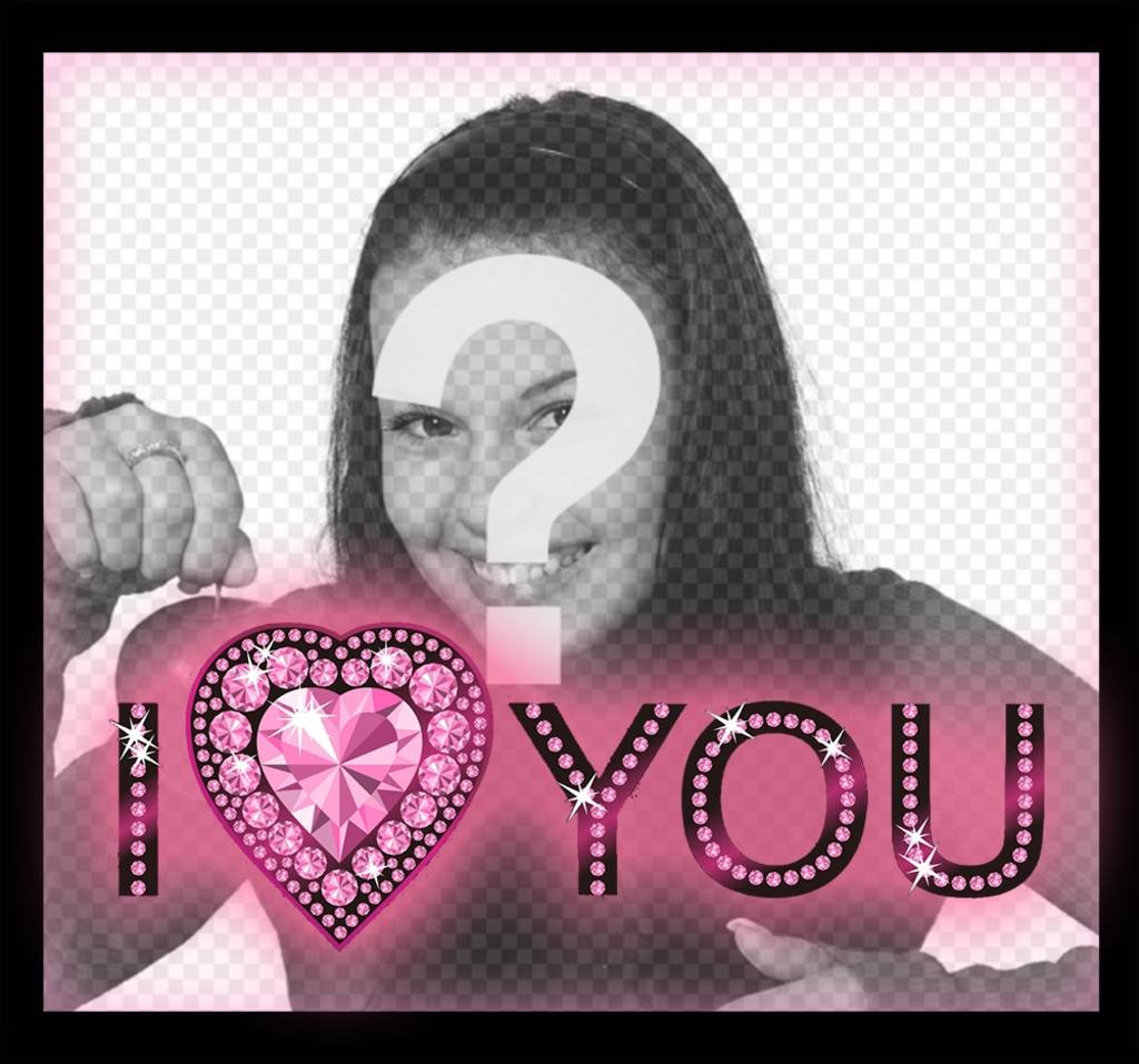 Spezielle Bilderrahmen zu sagen Ich liebe dich mit Herz von Diamanten ..