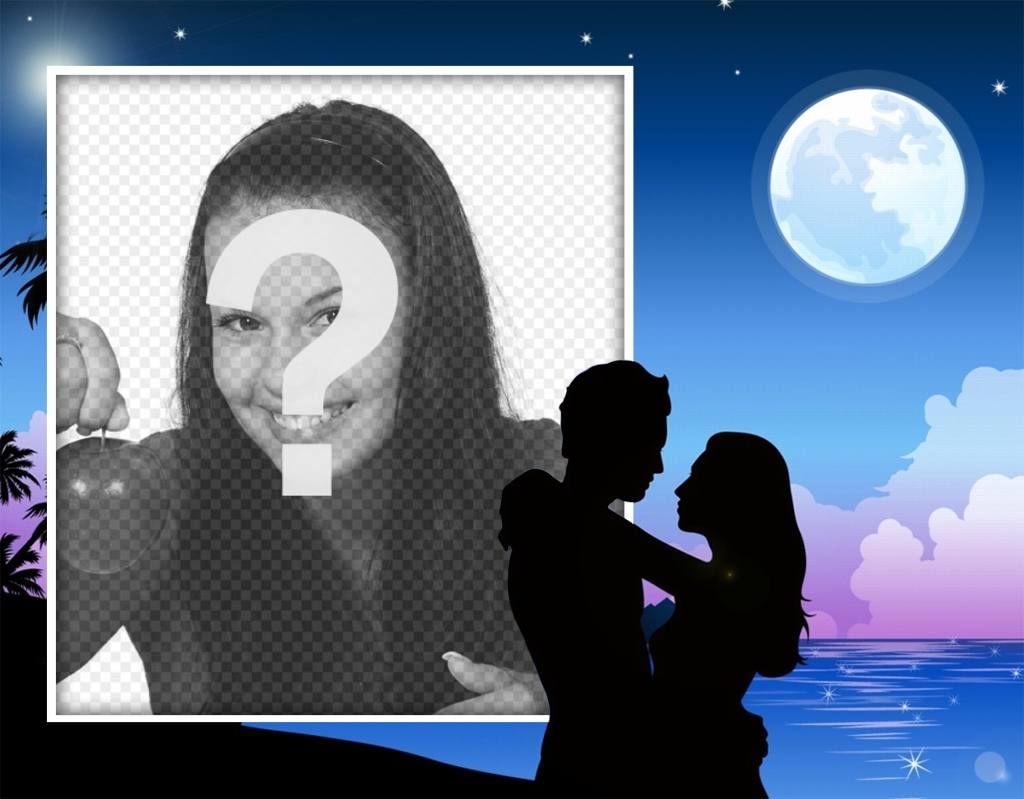 Romantische Paare, die im Mondschein, in dem Sie Ihr Foto ..