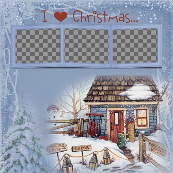 Fotorahmen, liebe ich Weihnachten für 3 Fotos. Zu Weihnachten..