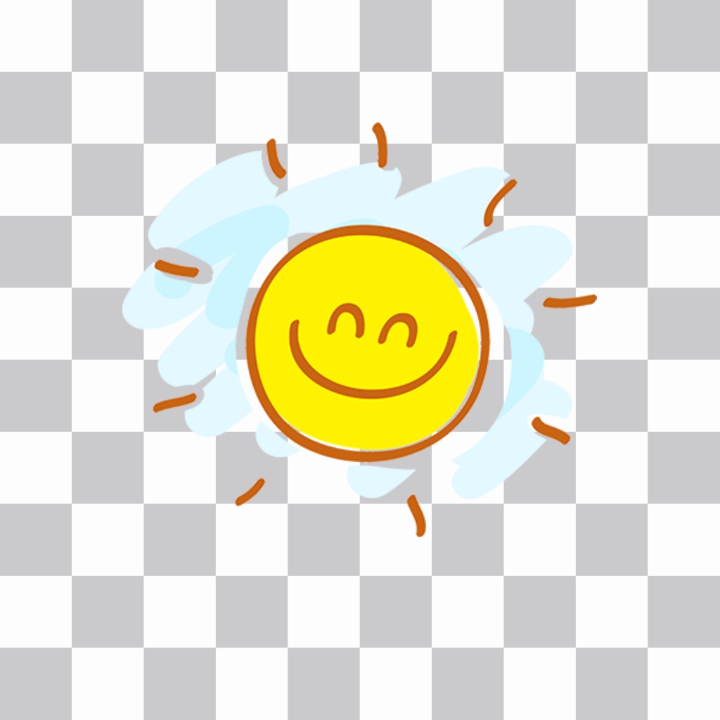 Aufkleber von einer Zeichnung von einem glücklichen Sonne mit einem großen Lächeln ..