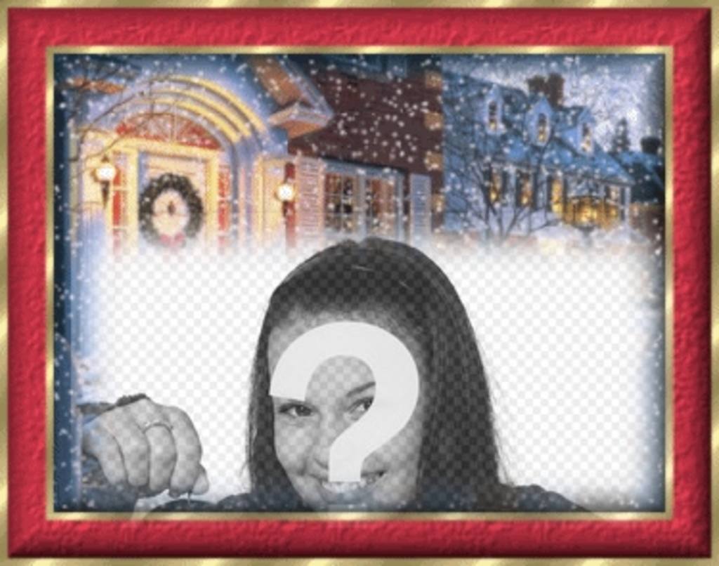 Animierte Weihnachtskarte, mit Ihrem Foto personalisiert. Es schneit in der Stadt...