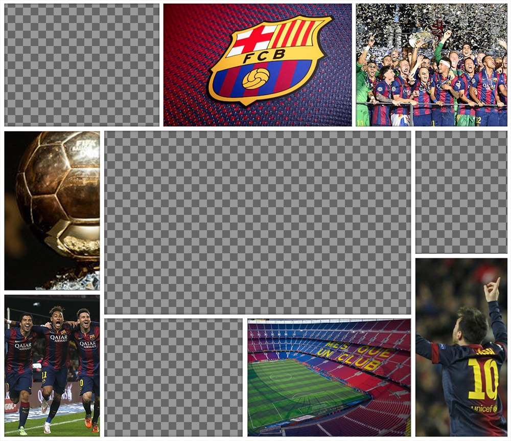 Original-Collage von FC Barcelona mit 4 Bildern bearbeiten ..