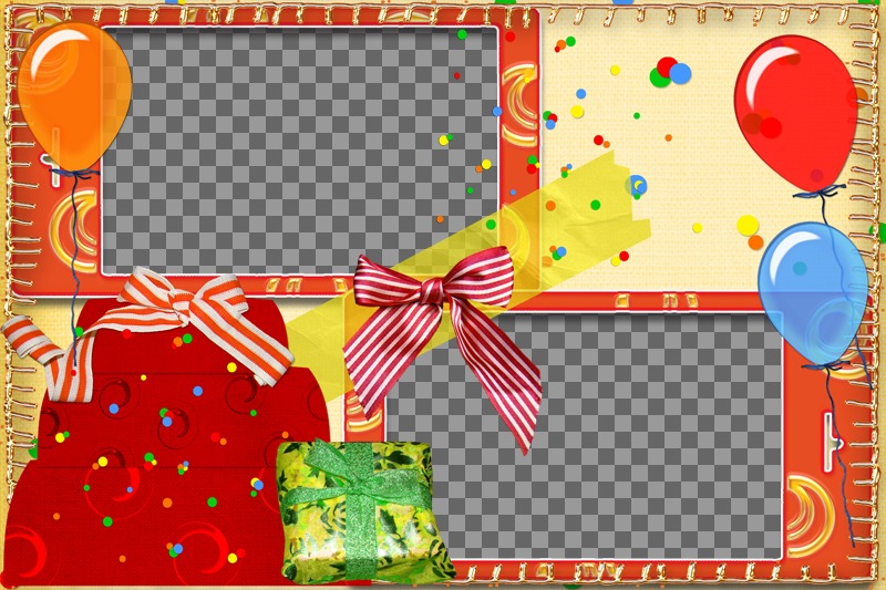 Geburtstag Postkarte mit Ballons und Geschenke für zwei..