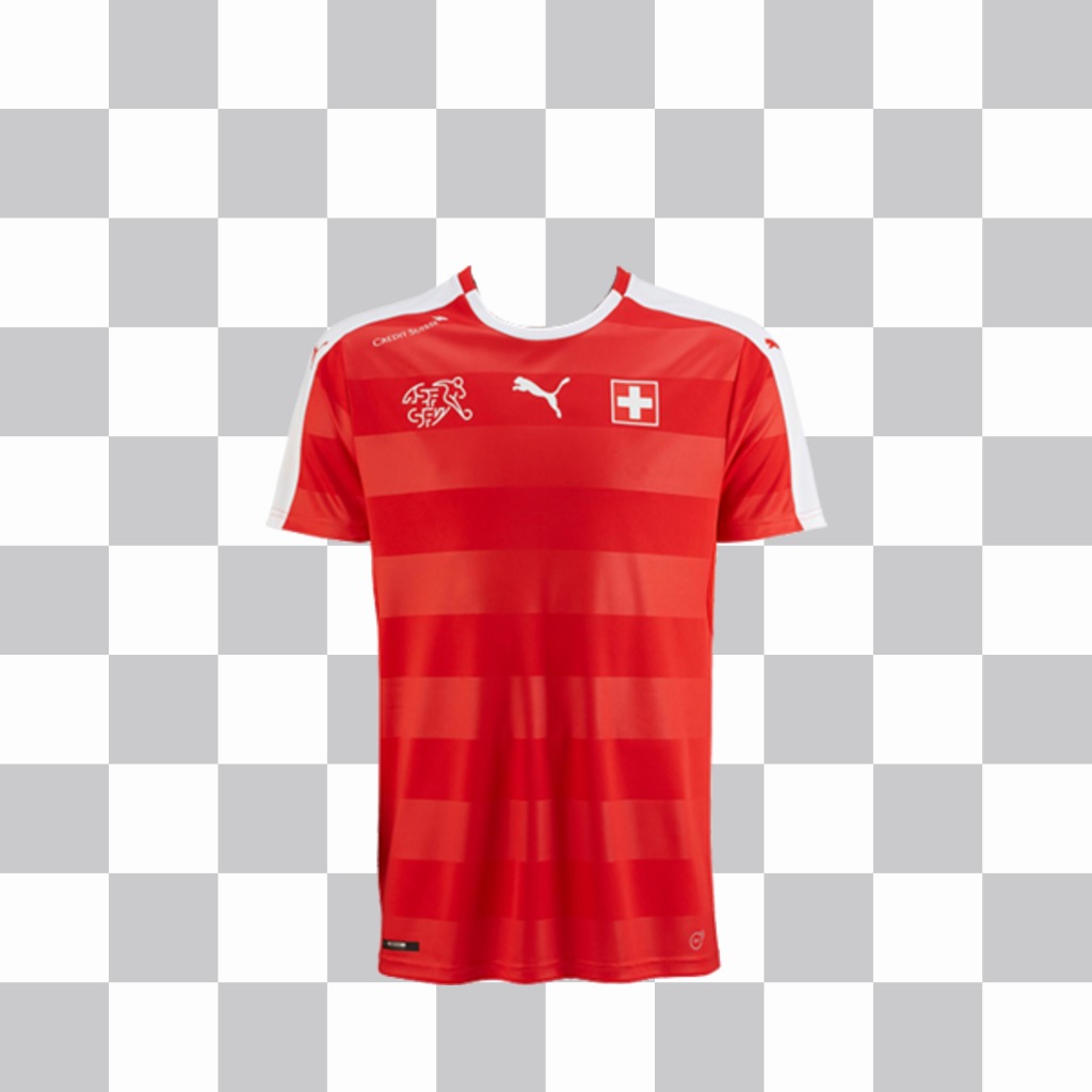 Fügen Sie das T-Shirt der Schweiz Fußballmannschaft auf Ihre Fotos kostenlos ..
