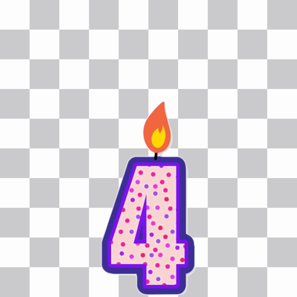 Foto-Effekt eine Kerze mit der Nummer 4 auf Ihre Fotos zu fügen Sie einen Geburtstag mit diesem kostenlosen Aufkleber einer bunten Kerze Feiern Sie ..