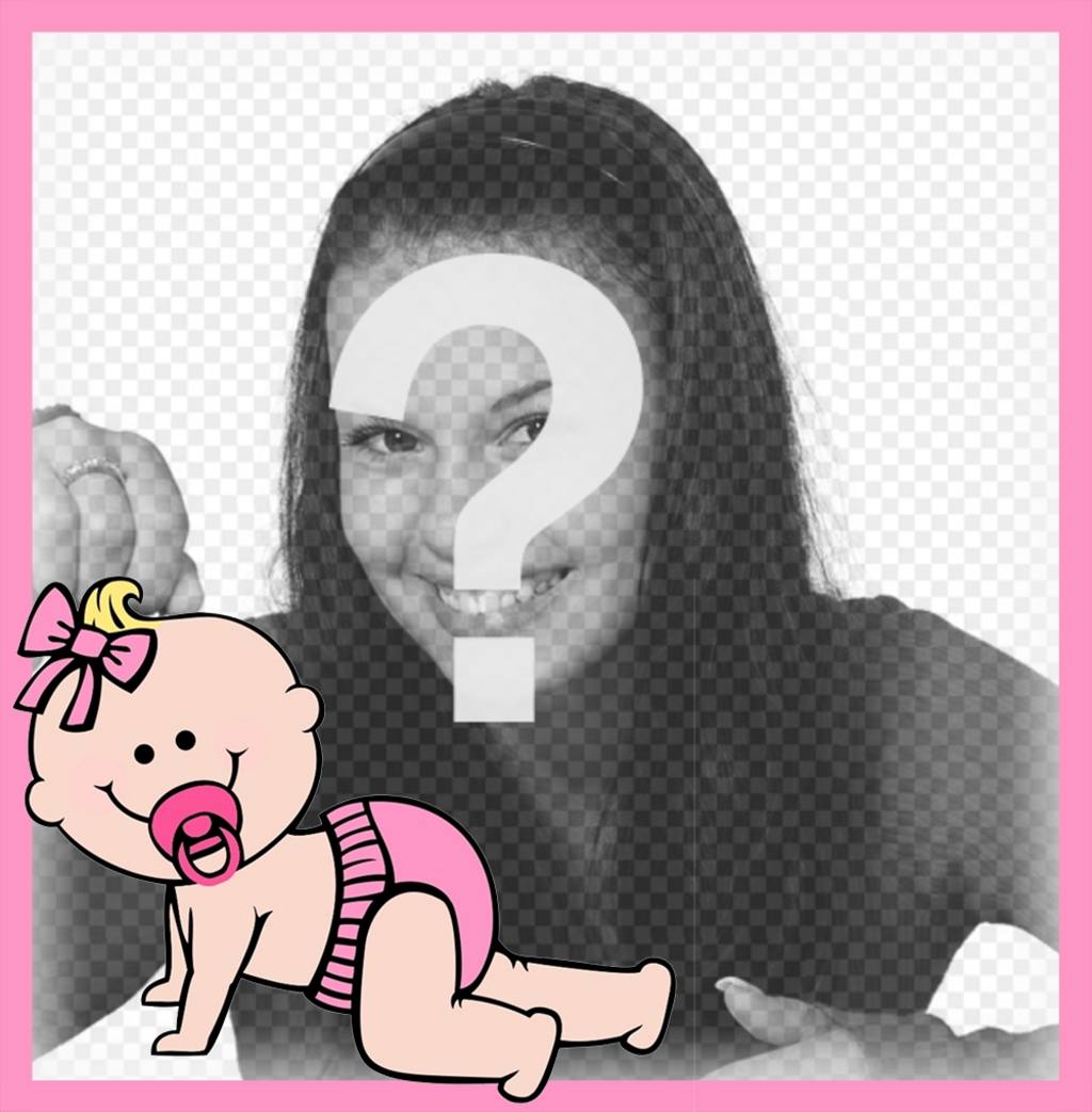 Dekorative rosa Rahmen mit einem Baby, wo Sie Ihr Foto ..