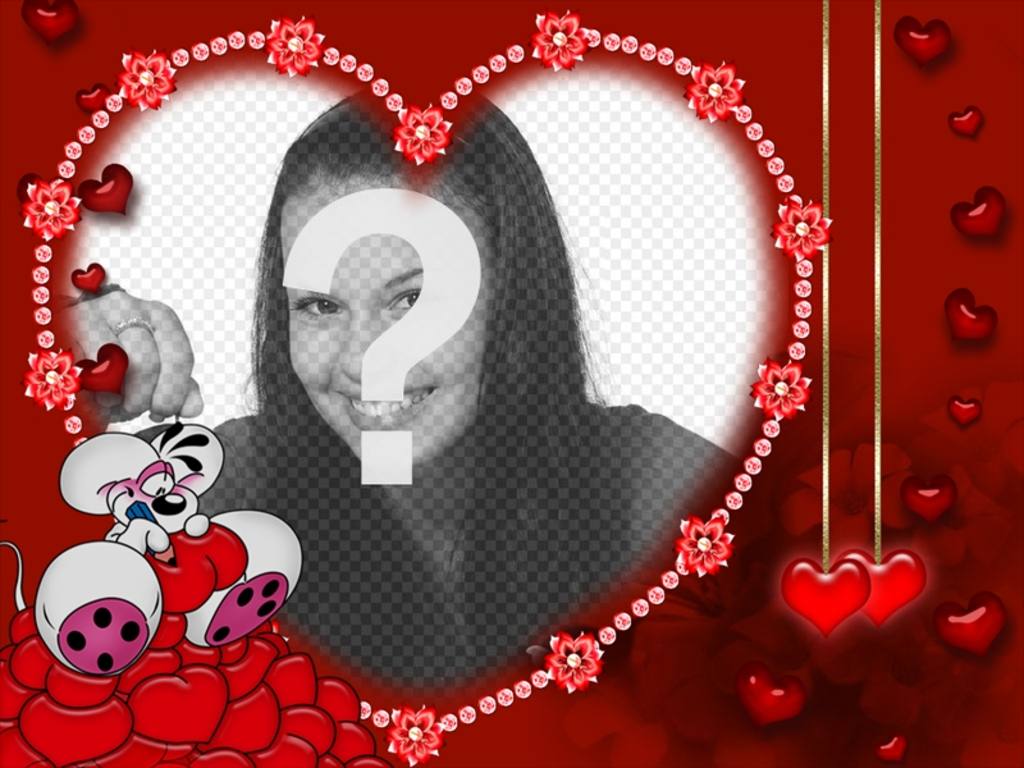 Maus in der Liebe zum Tag Valentinstag-Karte mit Ihrem Foto mit herzförmigen..