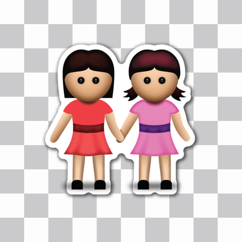 Online Emoji für Ihre Fotos von zwei Mädchen halten ihre Hände ..