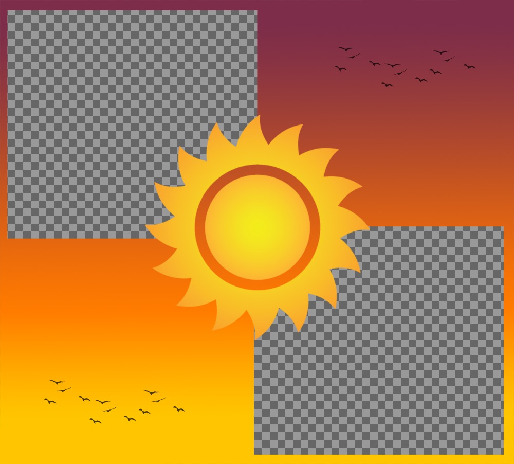 Collage mit zwei Fotos zu bearbeiten und die Sonne in einem Sonnenuntergang ..