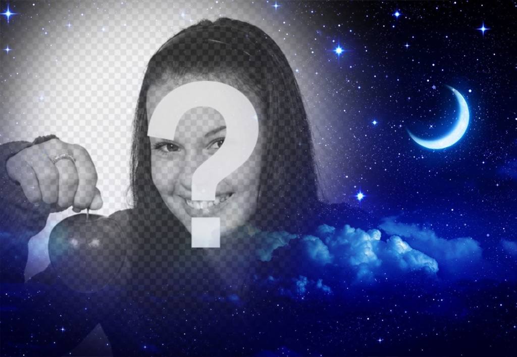 Nacht der Sterne und der Mond Ihr Foto als Online-Filter zu setzen ..