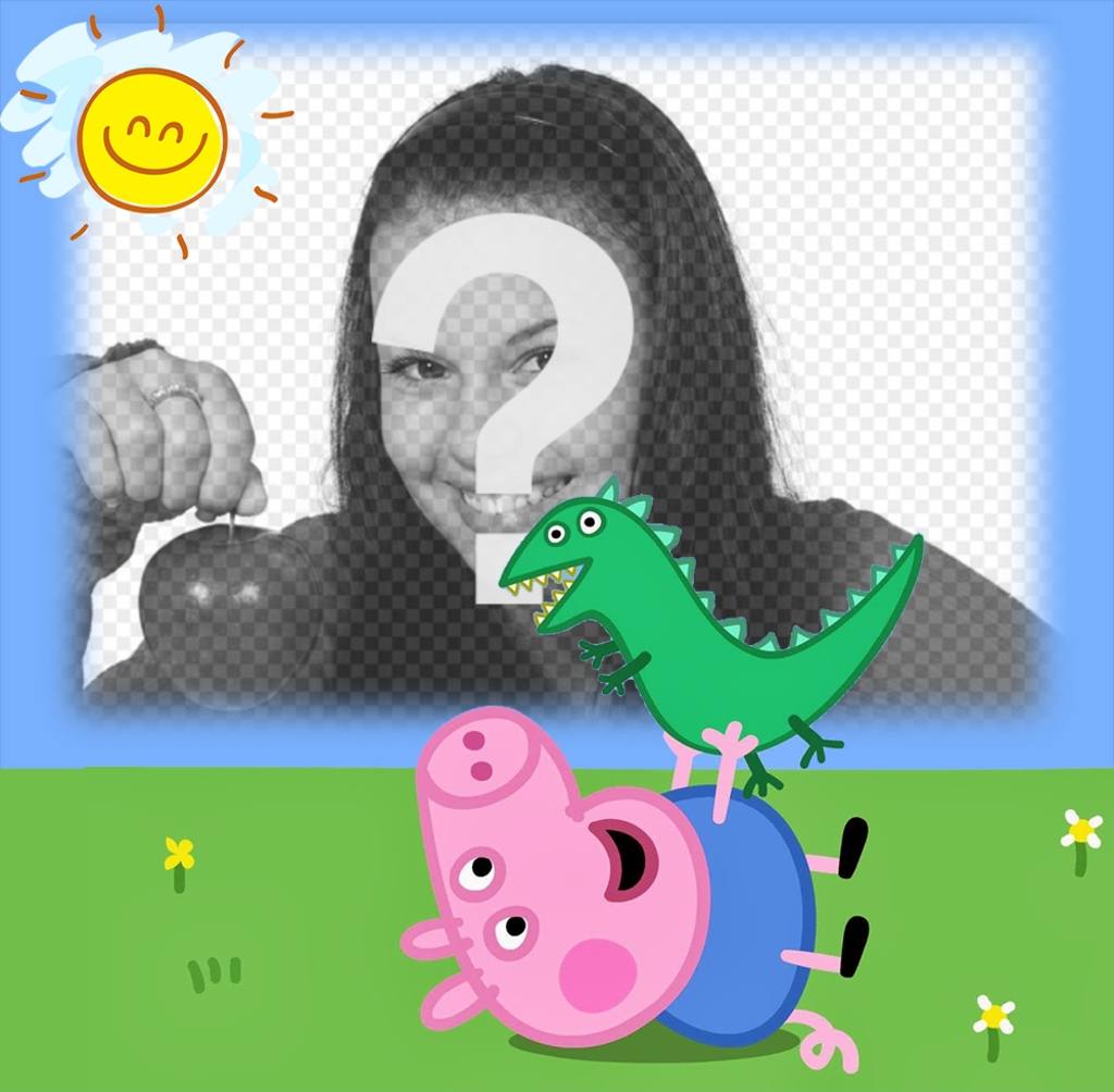 Laden Sie Ihr Foto mit George von Peppa Pig mit seinem Dinosaurier Spielzeug ..