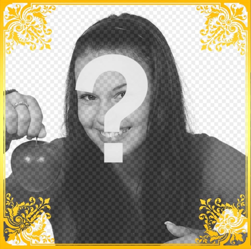 Eleganter Rahmen für Ihr Foto mit Blumenverzierung und Goldfarbe ..