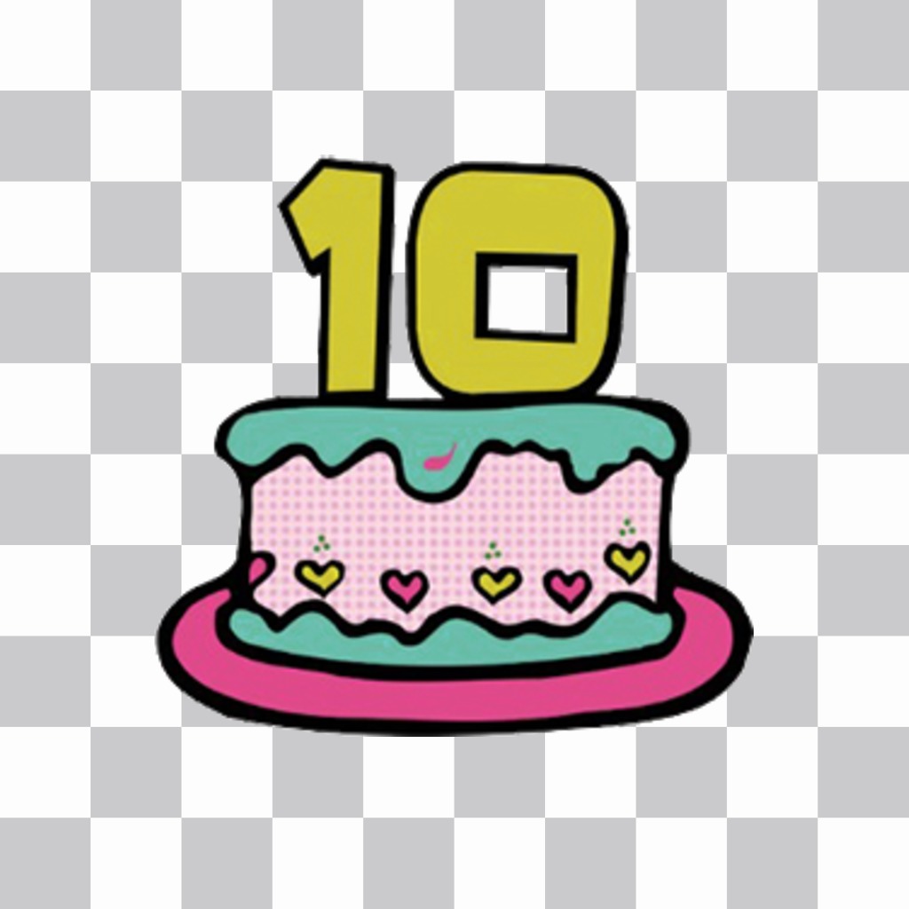 Aufkleber eines Kuchens mit der Nummer 10 um Ihre Fotos zu dekorieren kostenlos ..
