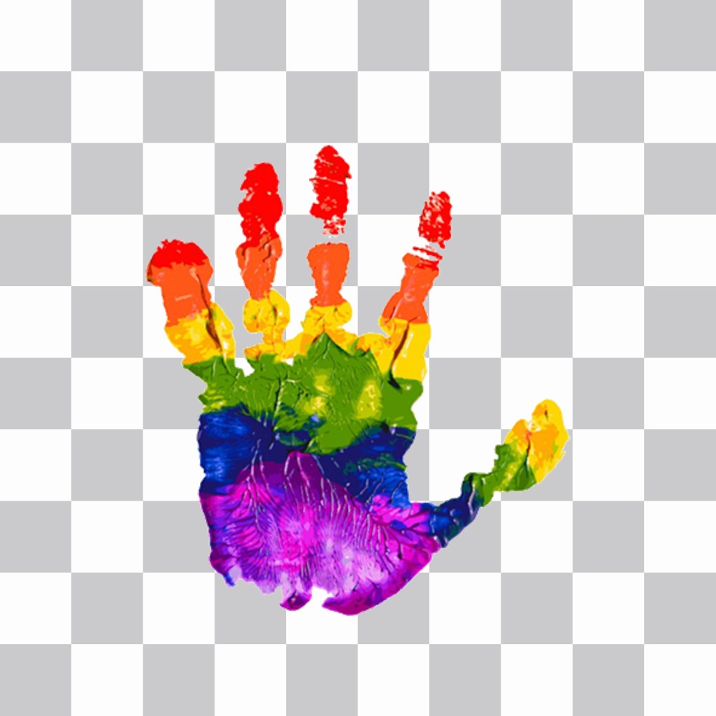 Hand mit den Farben des Regenbogens, die Sie in Ihre Fotos kostenlos einfügen können ..