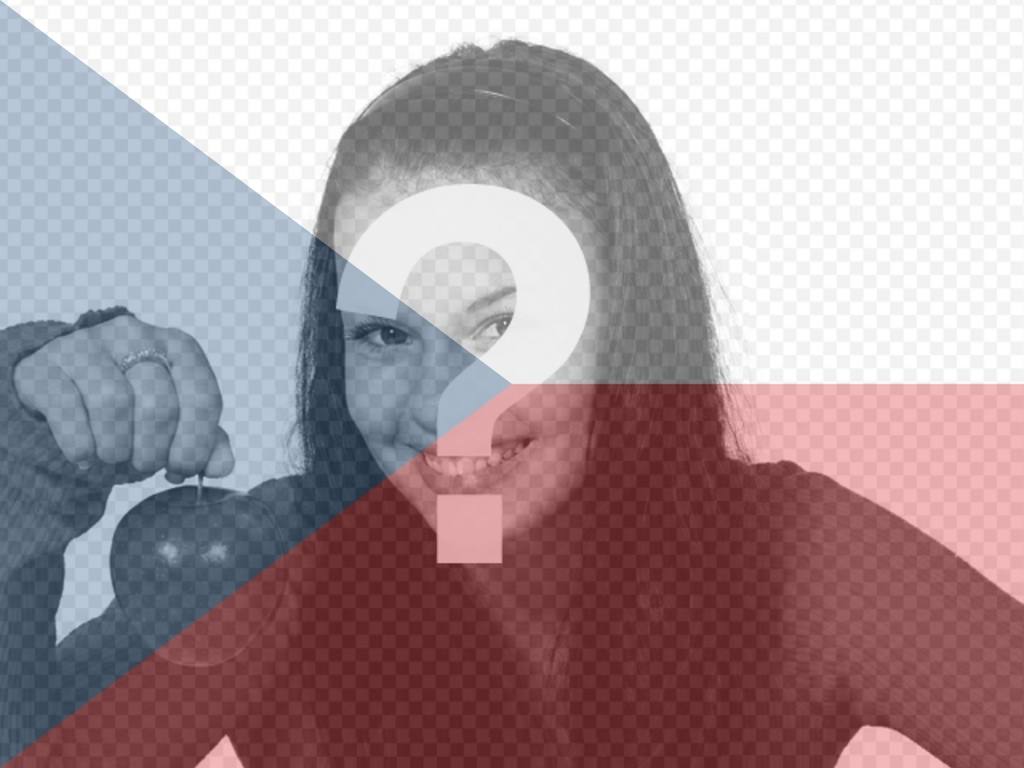 Fotomontage, ein Gesicht oder ein Bild über die Transparenz mit der Flagge der Tschechischen Republik malen, nur das Bild hochladen, bearbeiten Sie sie online und sparen Sie an oder senden Sie an Ihre Freunde per..