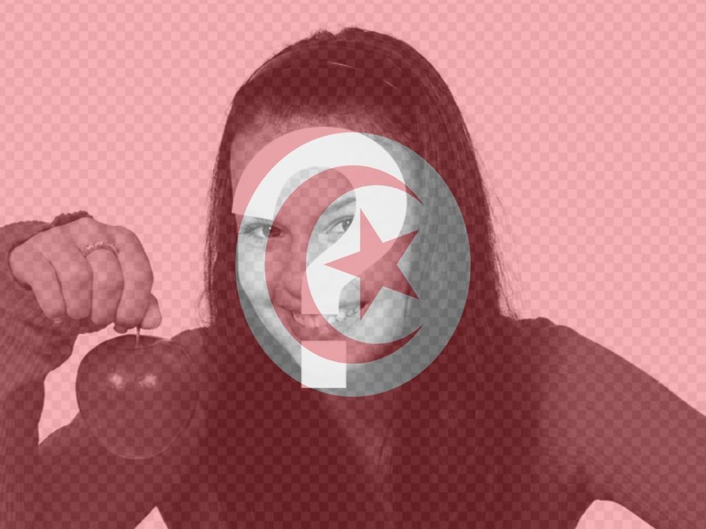 Fotomontage, die Flagge von Tunesien auf einem Foto, das Sie hochladen..